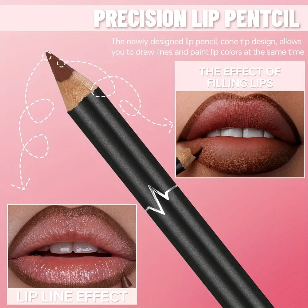 Pudaier Lip Gloss & Lip Liner Set, Hydrating Long Lasting Waterproof Non-Smudge Lip Makeup, Smooth Lip Kit for Women