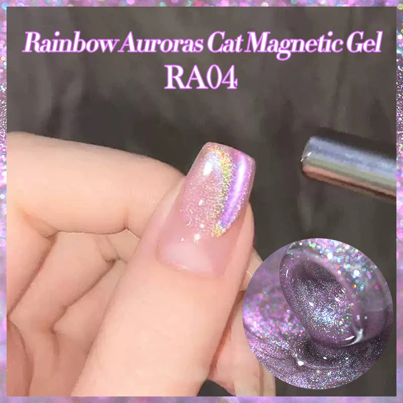 BORN PRETTY 10ml Rainbow Auroras Cat Magnetic Gel Nail Polish Holographics Nail Gel for Manicure Design Varnis Semi Permanent