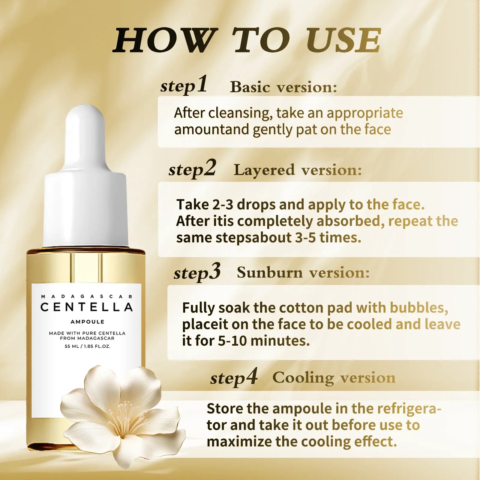 Madagascar Centella Asiatica Serum 55ml - Sensitive skin soothing formula with acne fighting，deep moisturizing benefits for face-1