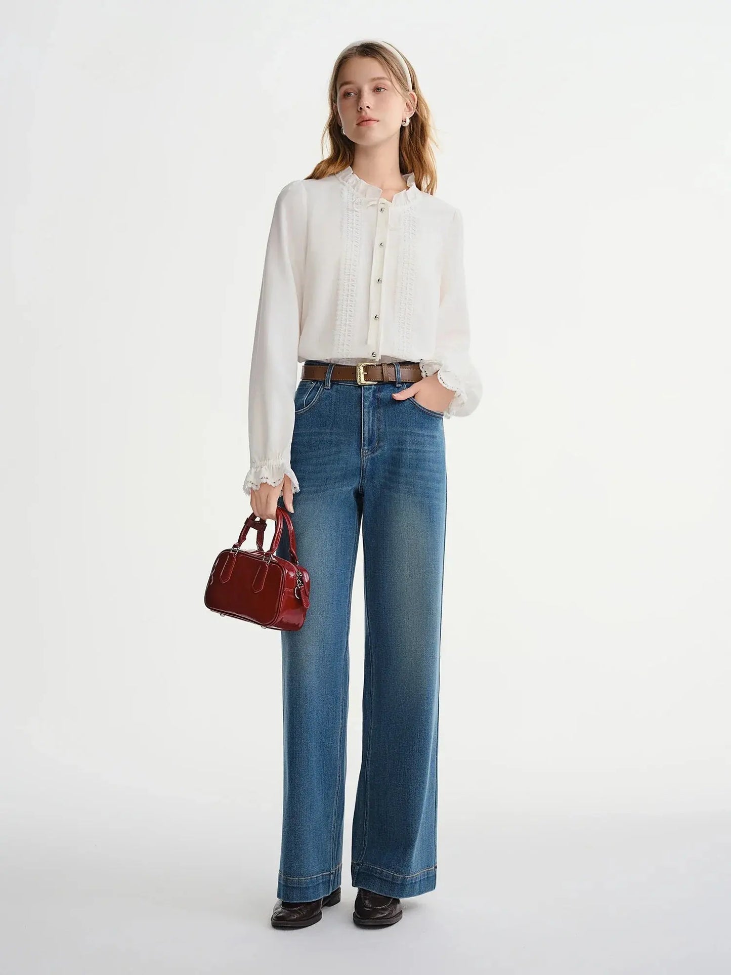 French-Style Tie-Front White Shirt