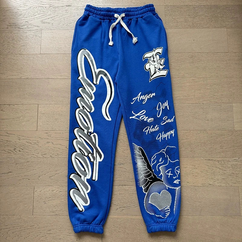 MIXED EMOTION 2-Piece Cotton Hoodie + Sweatpants Graffiti Print Sets