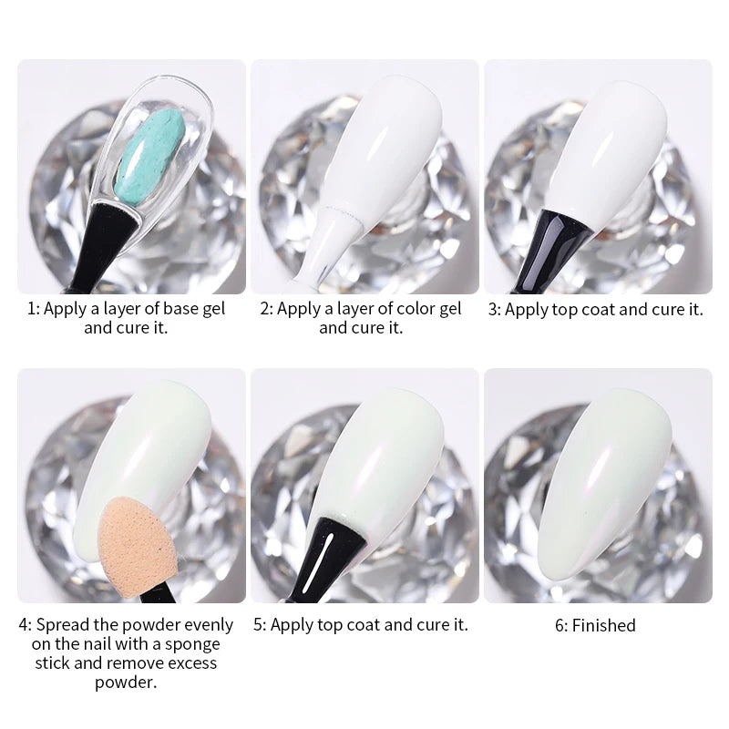 1Box Moonlight Nail Powder Silver Fine Glitter Metallic Effect Pigment UV Gel Polish Dust Aurora Nail Decorations