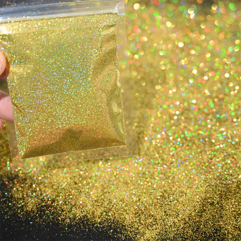 5g Laser Holographic Bulk Glitter Nail Shining Sparkly Pigment Loose Fine Glitter Reflective Gel Polish Accessories Nail Powder