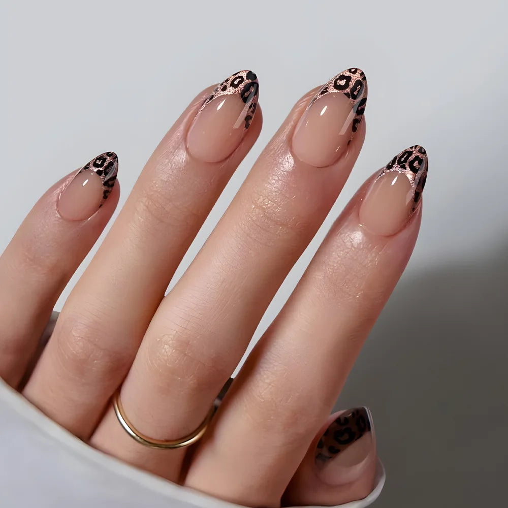 24pcs Purple French Almond Press on Nails Star Pattern False Nails Wearable Stick-on Nail Fake Nails Uñas Накладные Ногти 네일팁