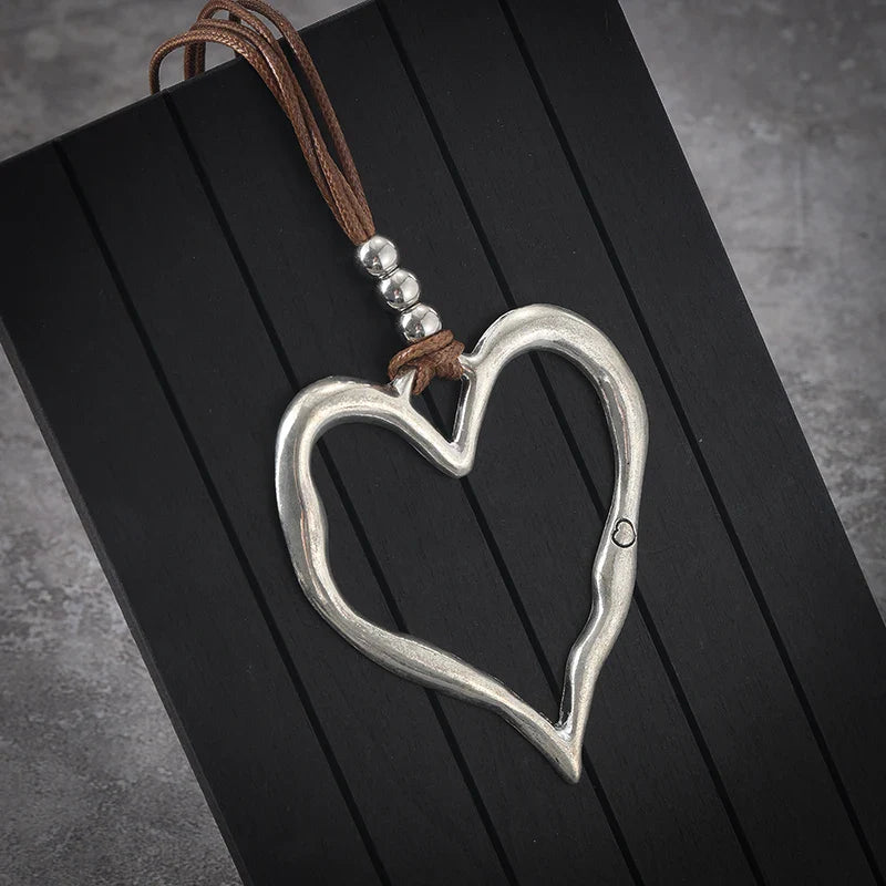 Big Heart Metal Pendant Necklace