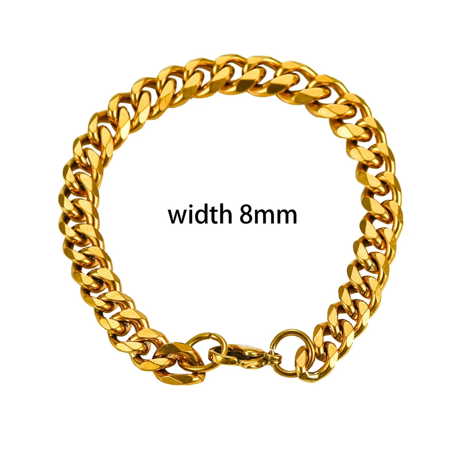 Thickness 3.6/5/7/9mm Men's Stainless Steel Cuban Bracelet Gold and Silver Color Punk Hip Hop Fashion Jewelry