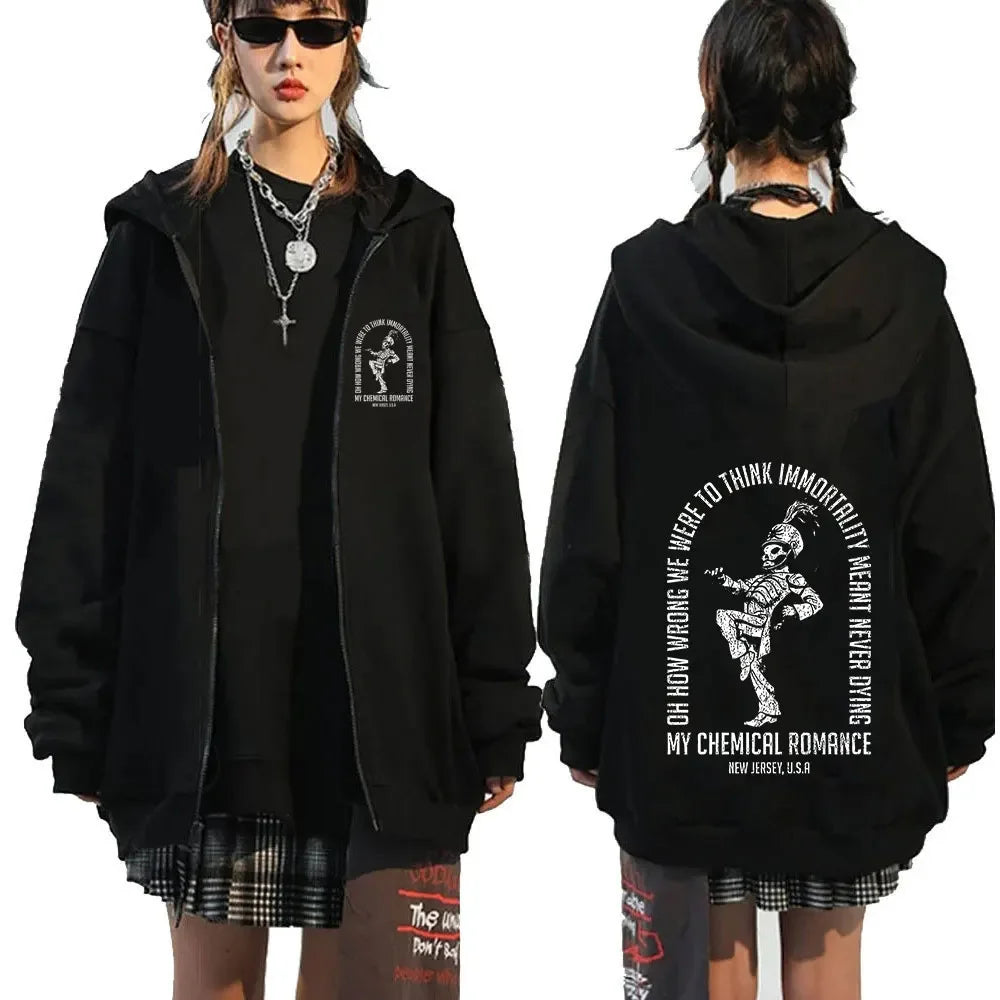 My Romantic Band (MCR) Reaper Zipper Hoodie Black Parade Punk Emotion Rock Zipper Hoodie Men's Fashion Retro Hip Hop Hoodie