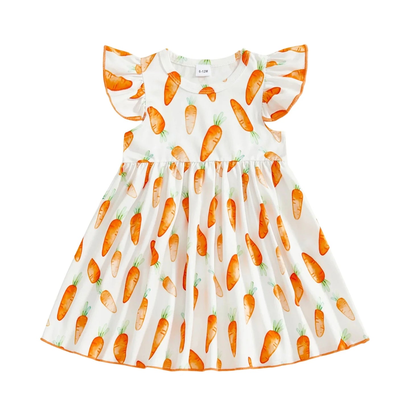 Easter Toddler Carrot Print Girls Dress