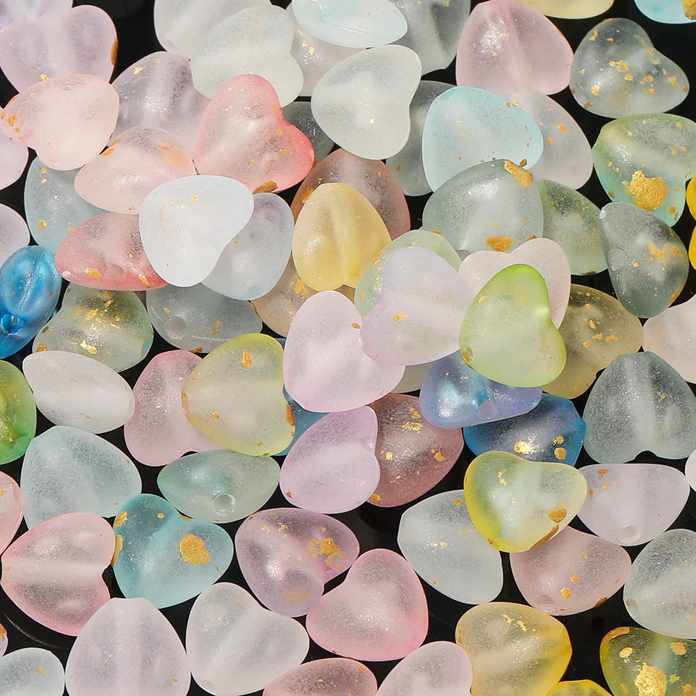 50pcs/lot Acrylic Heart Beads Gradient AB Color Large Crystal Loose Spacer Beads for Necklace Bracelet Pendant Jewelry Making