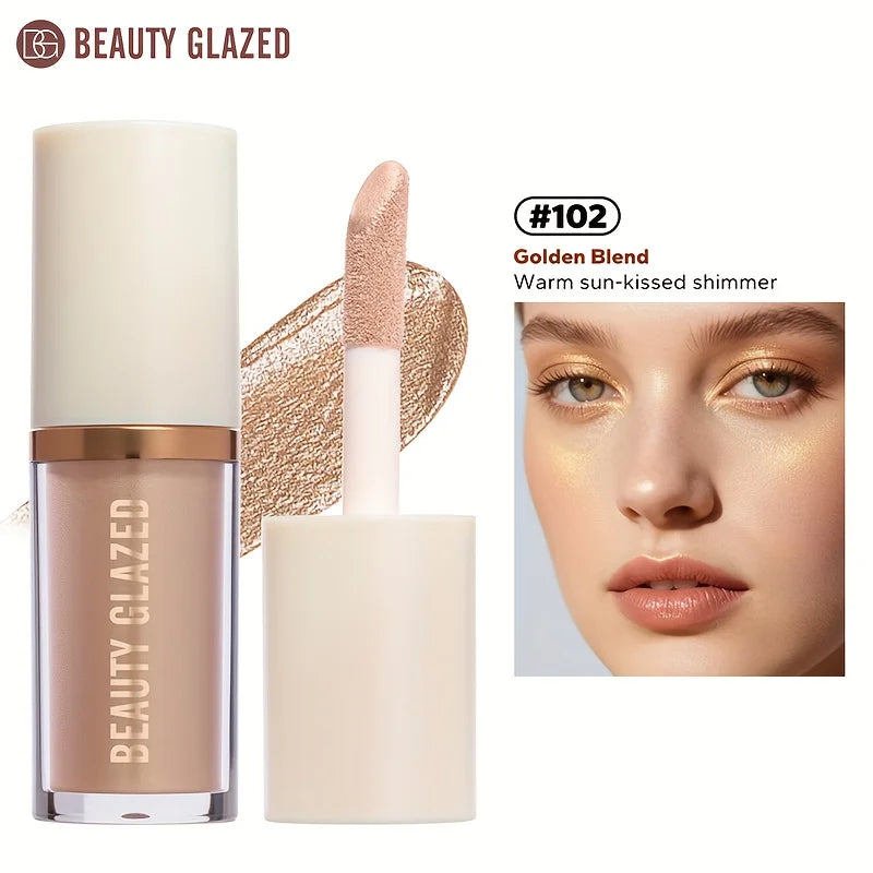 BEAUTY GLAZED 6 Colors Liquid Highlighter, Shimmering Metallic Finish, Waterproof & Sweat-Resistant, Long-Lasting Moisturizing Lip Glaze