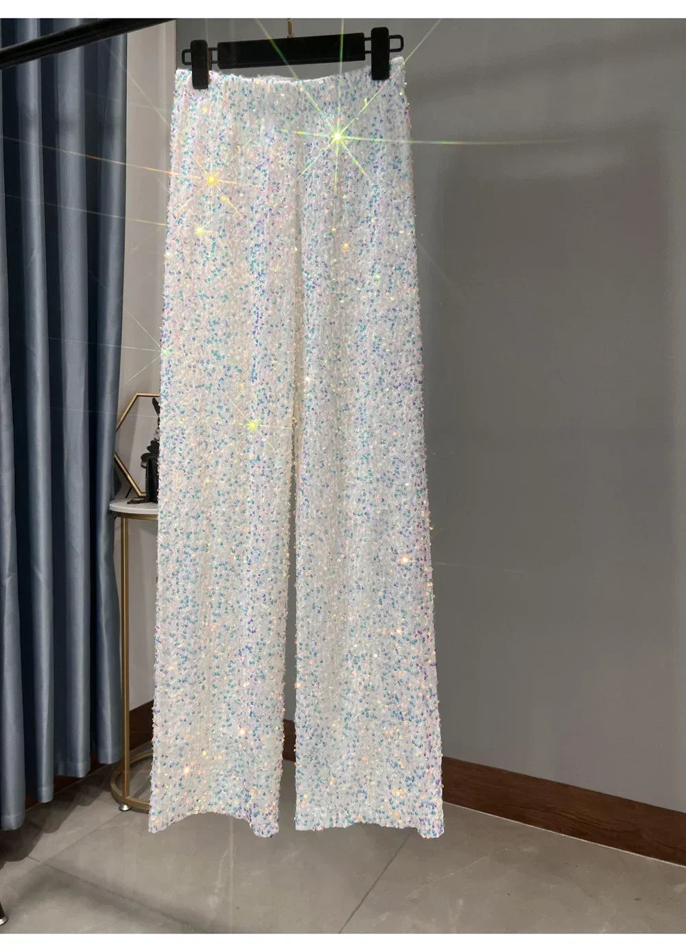 Korean Sequins Autumn And Winter Wide-leg Pants Lengthened And Thickened Drapey Mopping Pants Shiny Casual Straight-leg Pants