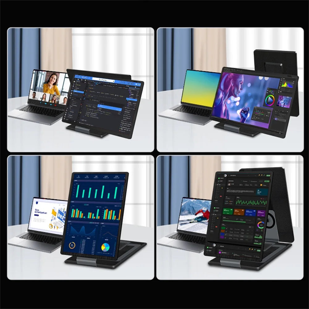 Rospider 16" 2.5K Portable Tri-Screen Monitor for 12-16.5" Laptop, Detachable Triple Screen Extender, 2560x1600 QHD IPS Display