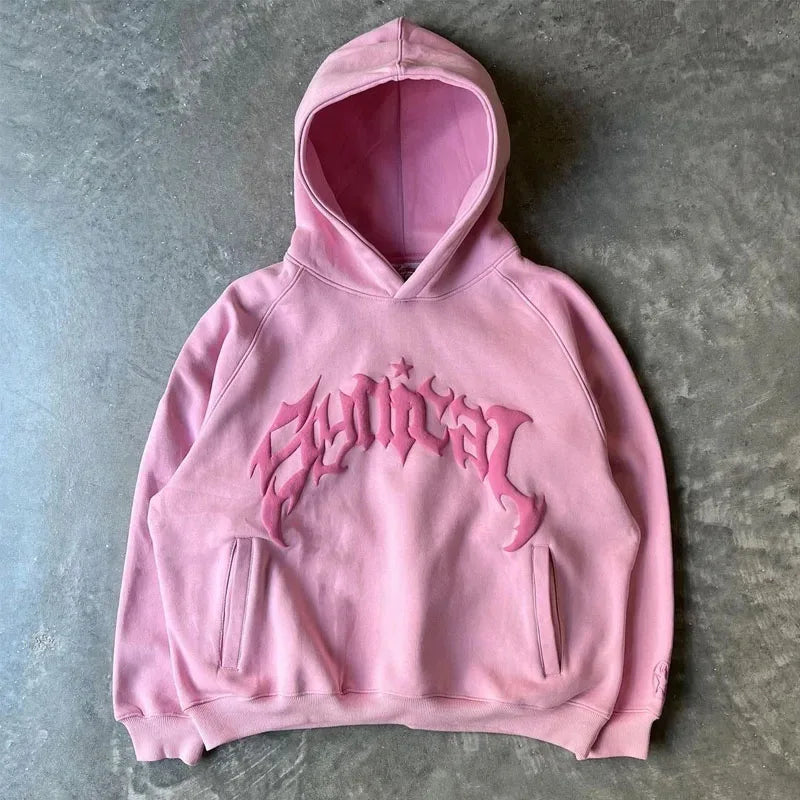 Unisex Y2k Hooded Retro Harajuku Sweatshirt Gothic Letter Star Long Sleeve Hoodie Trendy Men's Casual Oversized Jacket Tops