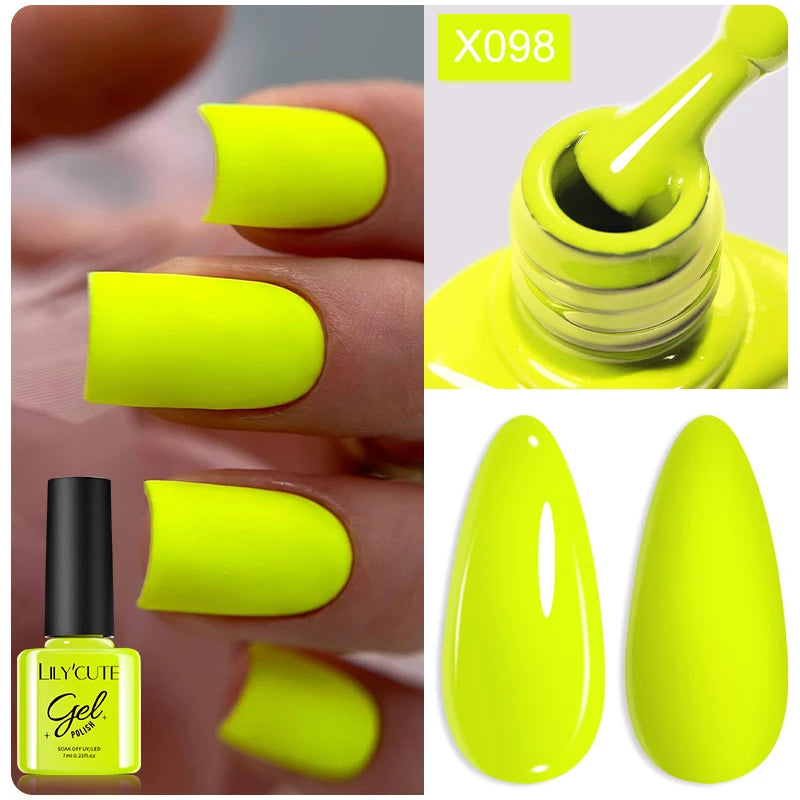 LILYCUTE 7ml Neon Reflective Nail Gel Polish Dark Flash Glitter Effect Fluorescent Gel Soak Off UV Gel Summer Nail Art Varnish