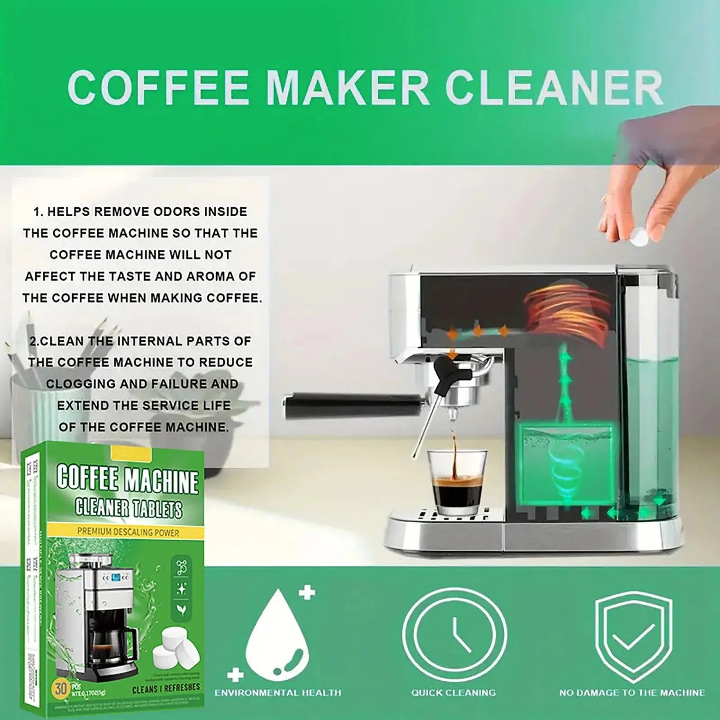 30 Coffee Machine Cleaning Tablets, Descaling Agent for Stains-4