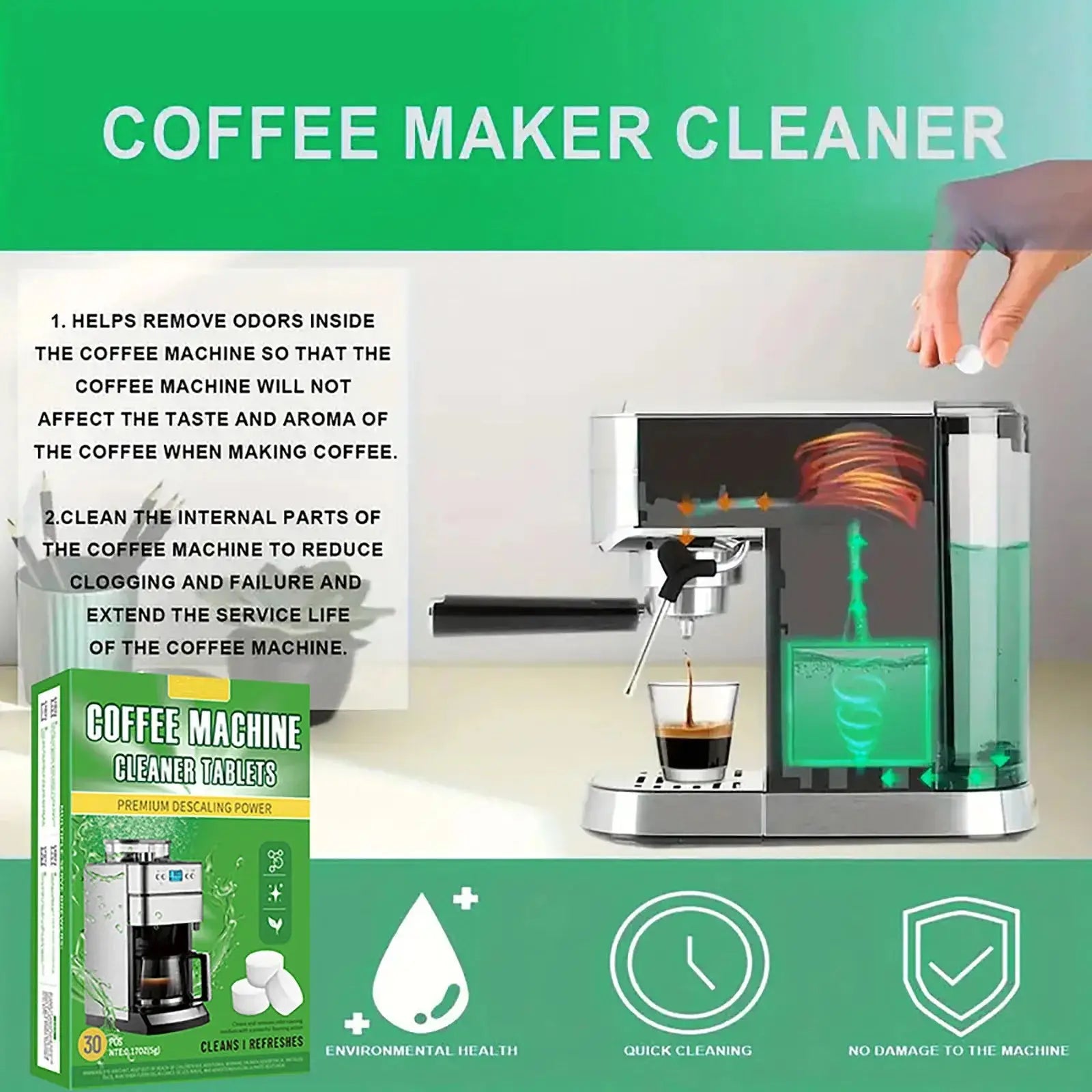 30 Coffee Machine Cleaning Tablets, Descaling Agent for Stains-4