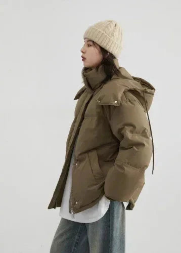 White Duck Down Hooded Coat Warm Winter Overcoat