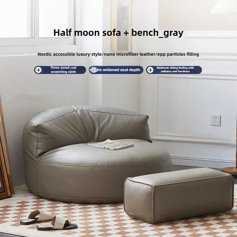 Lazy Sofa Reclining Couch Half Moon Sofa  Bedroom Tatami Seat Small Apartment Bean Bag Set Living Room Furniture Nordic Simple