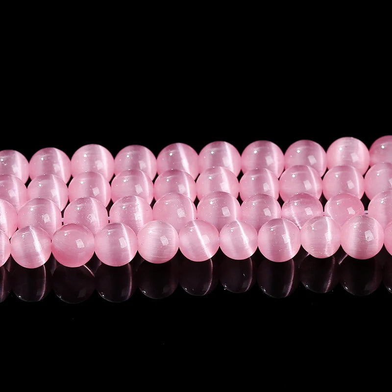 4 6 8 10mm Dark Pink Cat Eyes Stone Bead Round Loose Spacer Smooth Bead For Jewelry Making Diy Necklace Bracelet Accessroy
