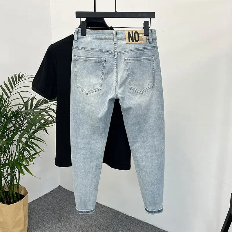 Men Skinny Jeans – Light Color Slim Fit Casual Fashion Denim