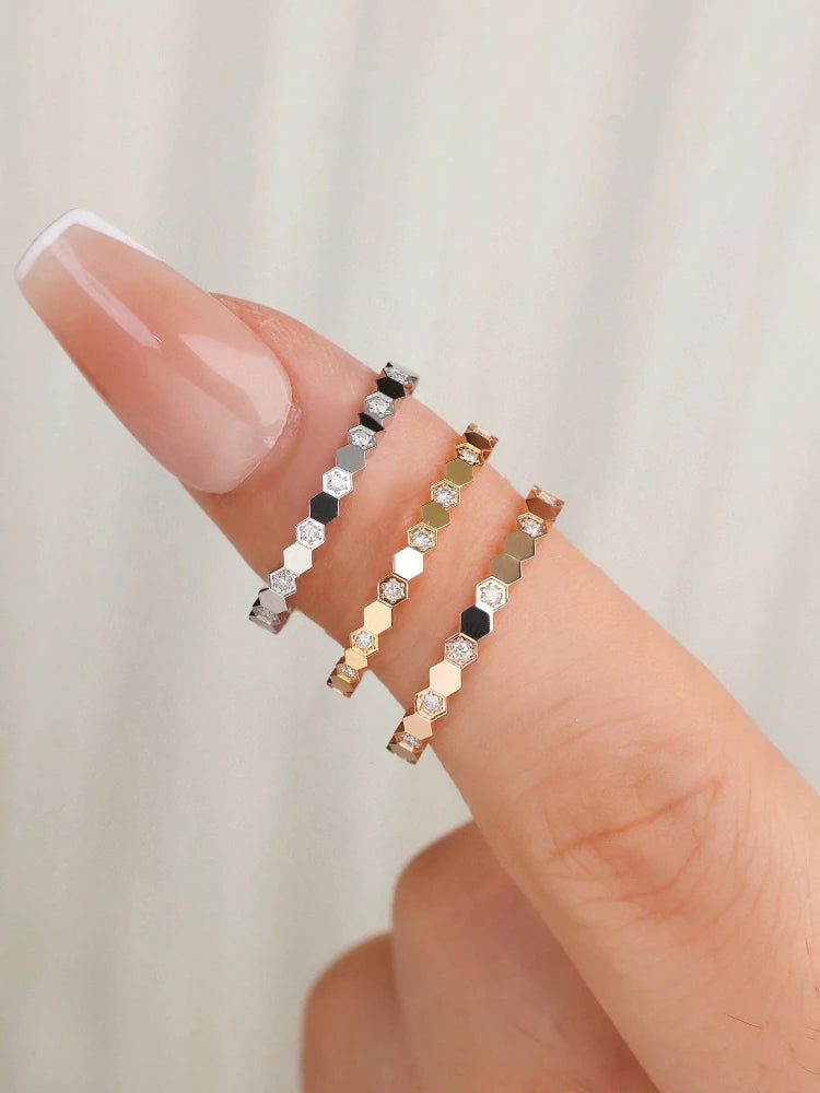 925 Sterling Silver Vintage Geometric Shape Zircon Rings For Women Gift Match Daily Party High Quality Fine Jewelry Accessories