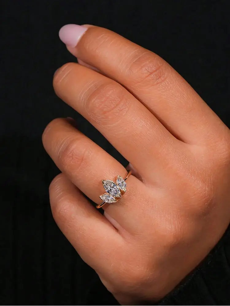 925 Sterling Silver Classic Simplicity Three Marquise Zircon Ring For Women Engagement Wedding Luxury High Quality Fine Jewelry