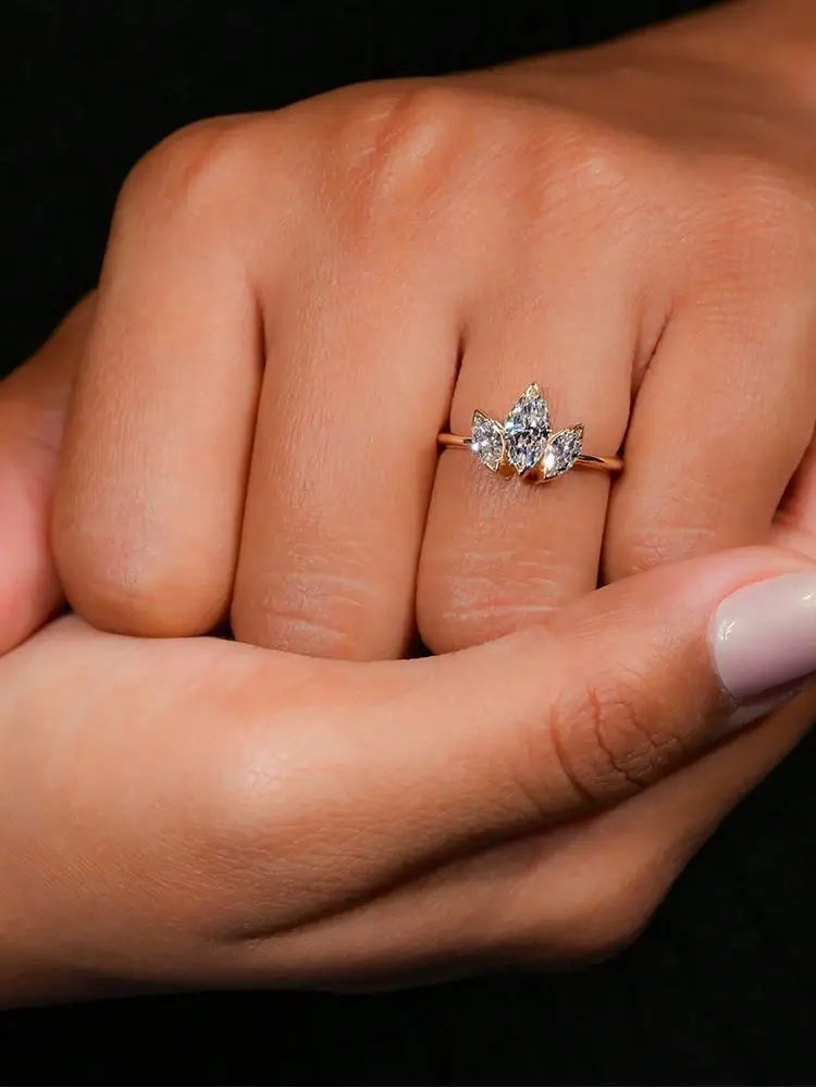 925 Sterling Silver Classic Simplicity Three Marquise Zircon Ring For Women Engagement Wedding Luxury High Quality Fine Jewelry