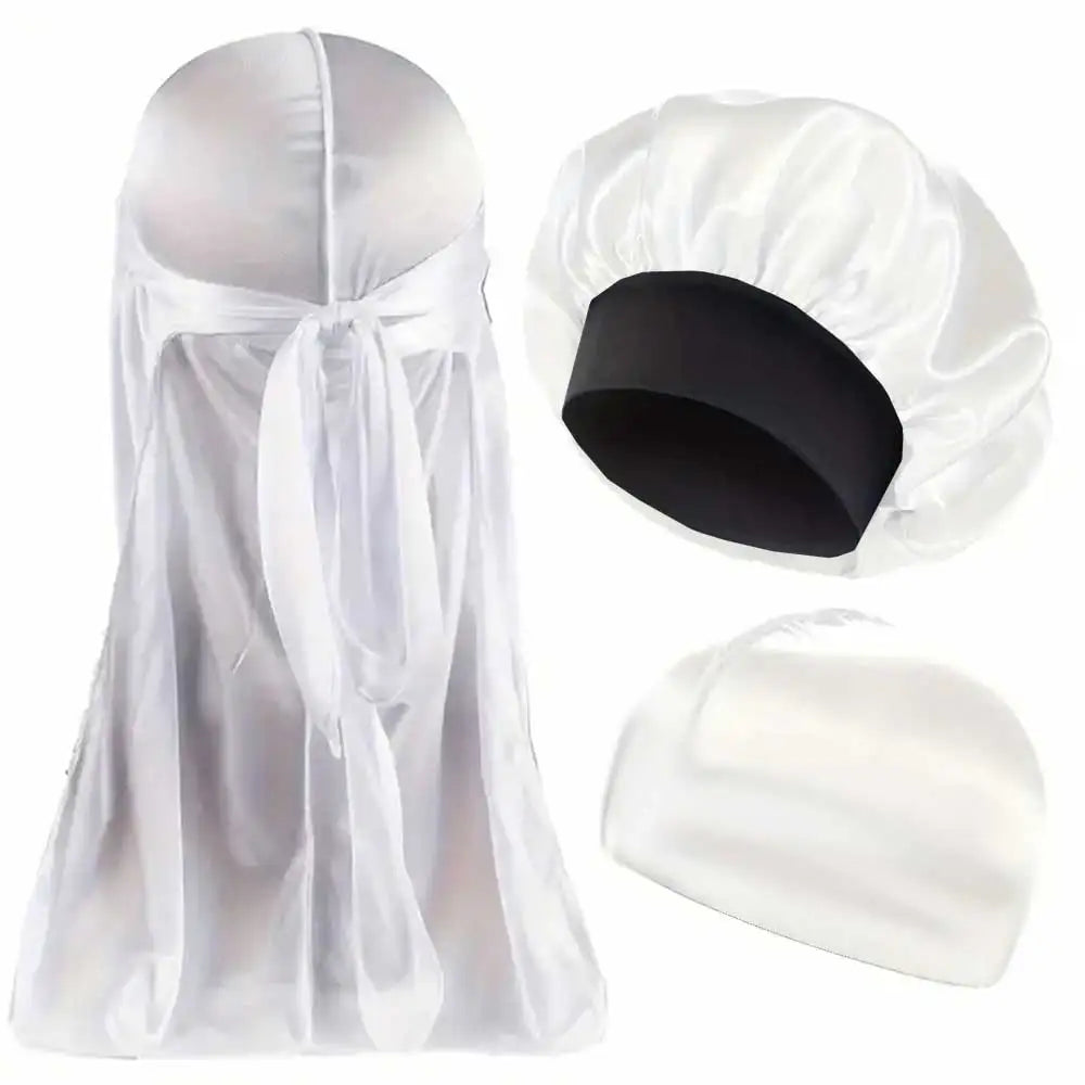 3pcs/set, Durag & Bonnet with Dome Hats for Men