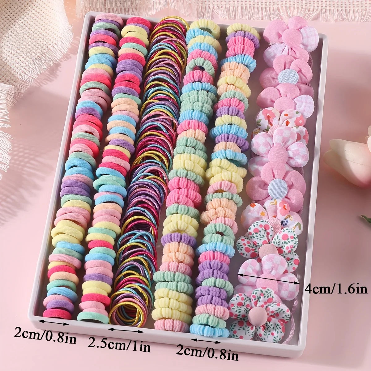 310pcs Hair Accessories Set for Women Colorful Elastic Hair Ties Printed Flowers Hair Bands Girls Sweet Rubber Bands Headbands