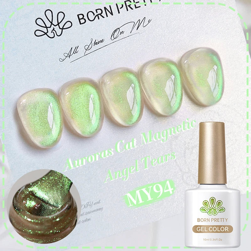 BORN PRETTY 10ml Rainbow Auroras Cat Magnetic Gel Nail Polish Holographics Nail Gel for Manicure Design Varnis Semi Permanent