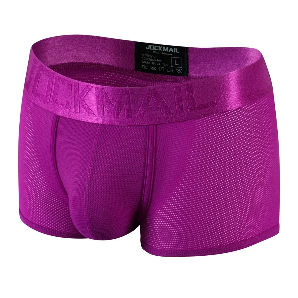 Fashion Fluorescent Color Men's Underwear Sporty Breathable Mesh Boxer Briefs Sexy Transparent Male Underpants Boxer Shorts
