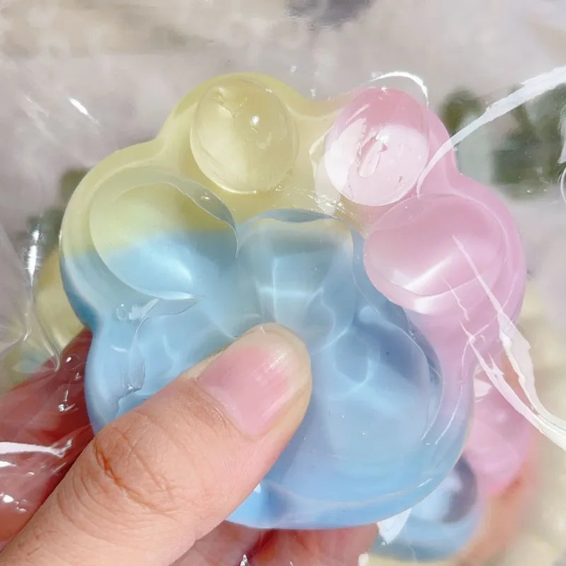 Rainbow Cat Paw Squishy Toy | Three Color Slow Rebound Stress Relief Fidget Toy