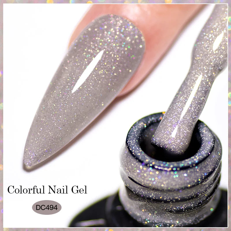 7ml Glitter Reflective Gel Nail Polish Sparkling Soak Off UV LED Gold Silver Black Pink Gel Polish Starter Kit For Home Salon