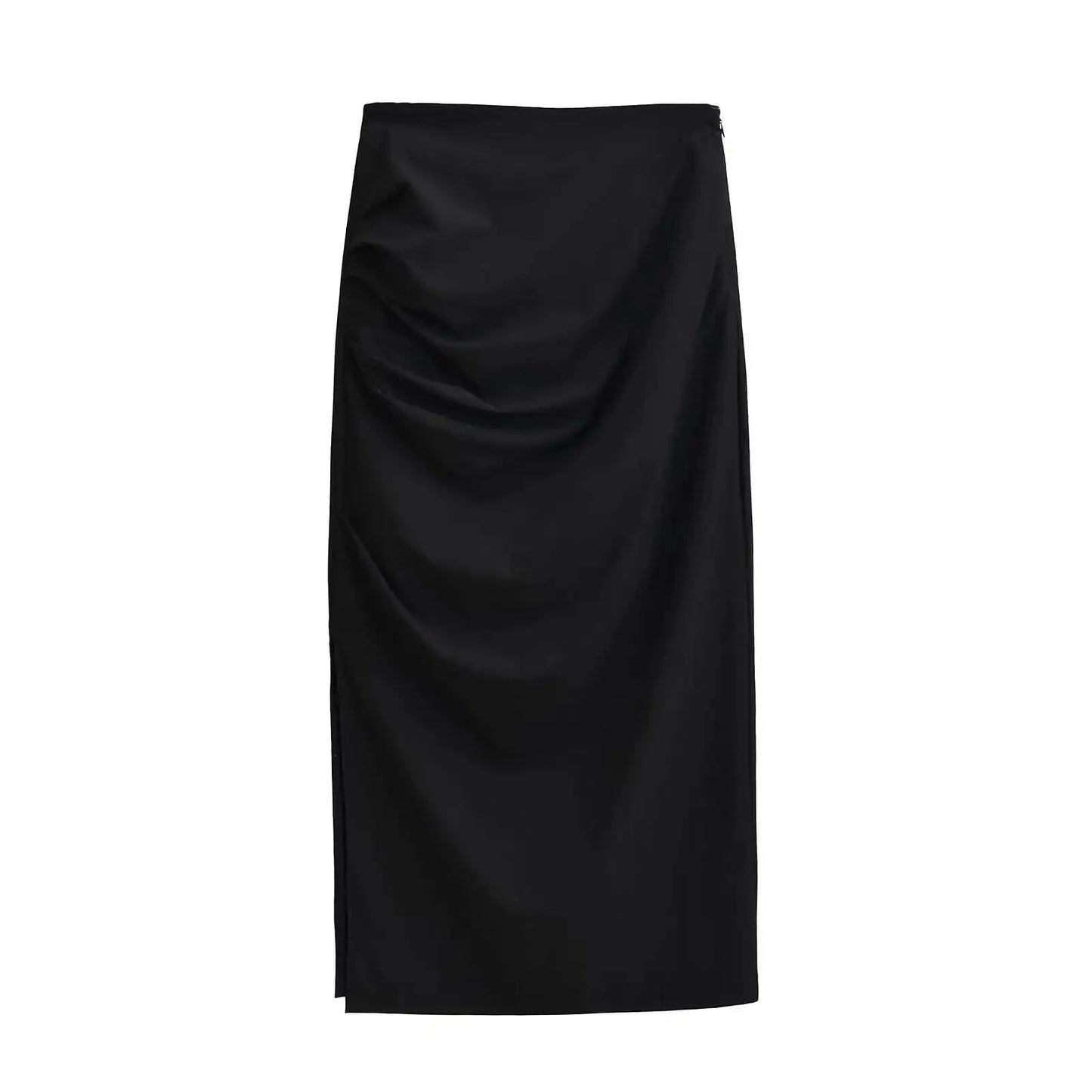2026 New Pleated Side High Slit Half Length Skirt Women's Summer Spicy Girl Pure Desire Slim Wrap Hip Solid A-line Skirt 7MHN