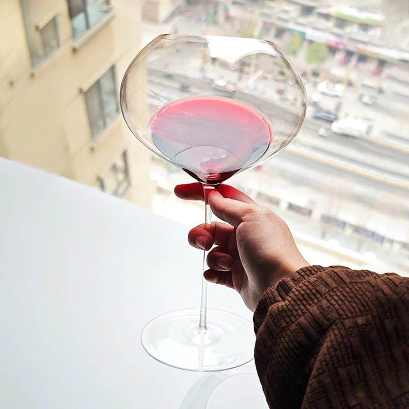 940ML/700ML Ultra-thin Large Capacity Peach Heart high-Footed Glass Burgundy Wine Glass Crystal Glass High-footed Red Wine Glass