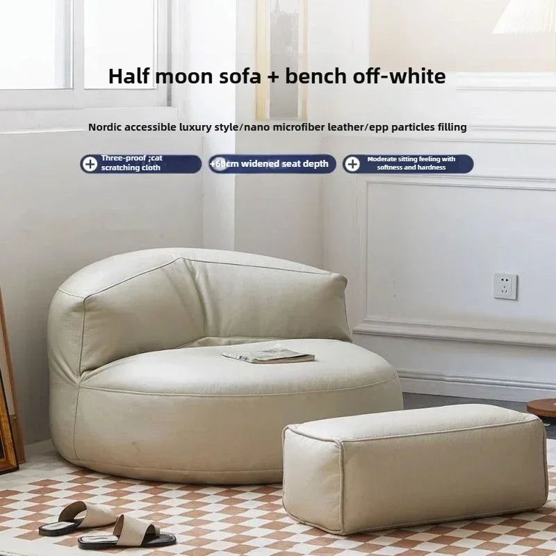 Lazy Sofa Reclining Couch Half Moon Sofa  Bedroom Tatami Seat Small Apartment Bean Bag Set Living Room Furniture Nordic Simple