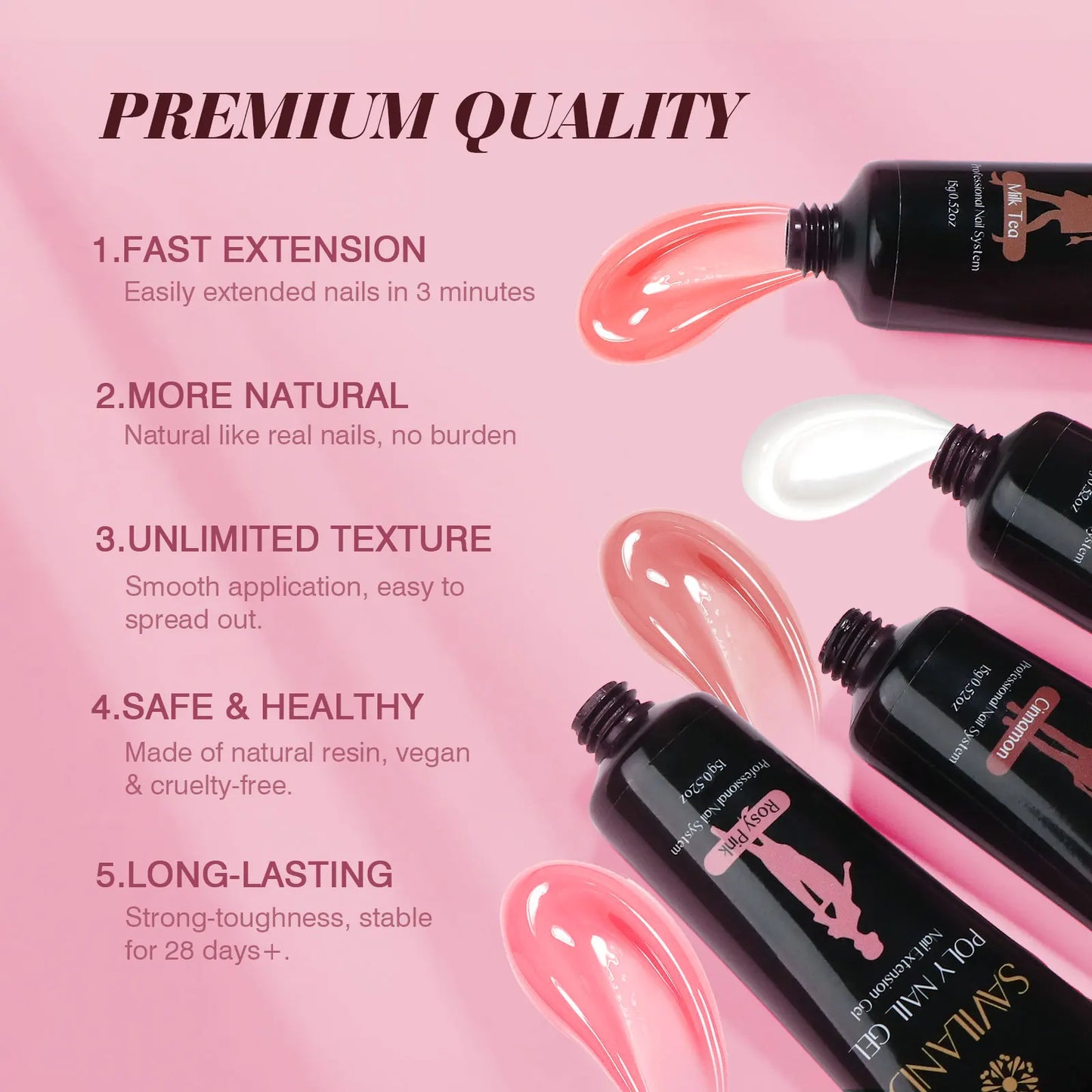 SAVILAND Poly Gel Nail Kit with UV Lamp Starter Set Fast Cure No Lifting Purple Pink Gel with Nail Tips for Beginners Home Salon