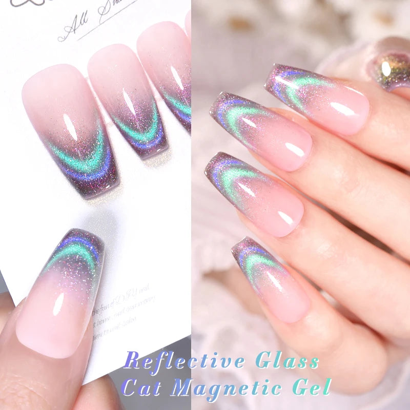 BORN PRETTY 10ml Rainbow Auroras Cat Magnetic Gel Nail Polish Holographics Nail Gel for Manicure Design Varnis Semi Permanent