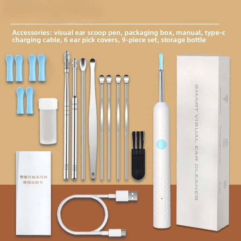 Ear Cleaner with Camera Set HD Ear Sticks Otoscope USB C Charging Endoscope Wax Removal Tool Earpick Ear Cleaning Set NK3