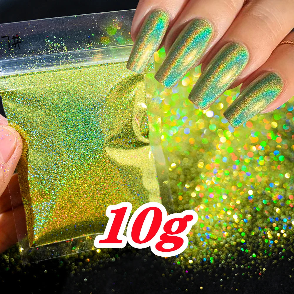 10g Holographic Laser Christmas Red Glitter Powder 0.2mm Rainbow Sparkly Red HOLO Powder 3D Dazzling Glitter Manicure Powder
