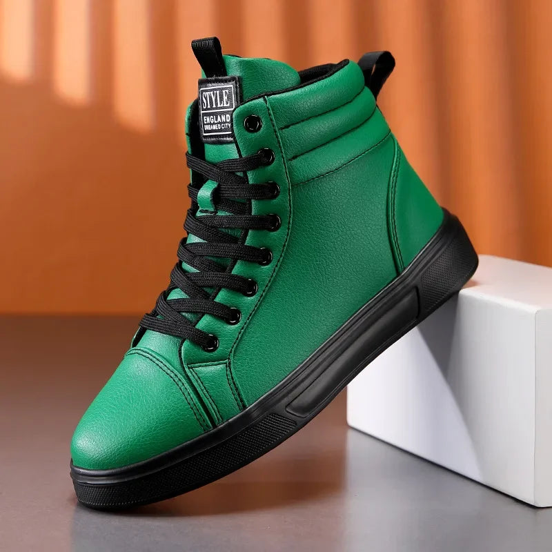 Spring Fashion Red Men's Sneakers High Top Skateboarding Shoes for