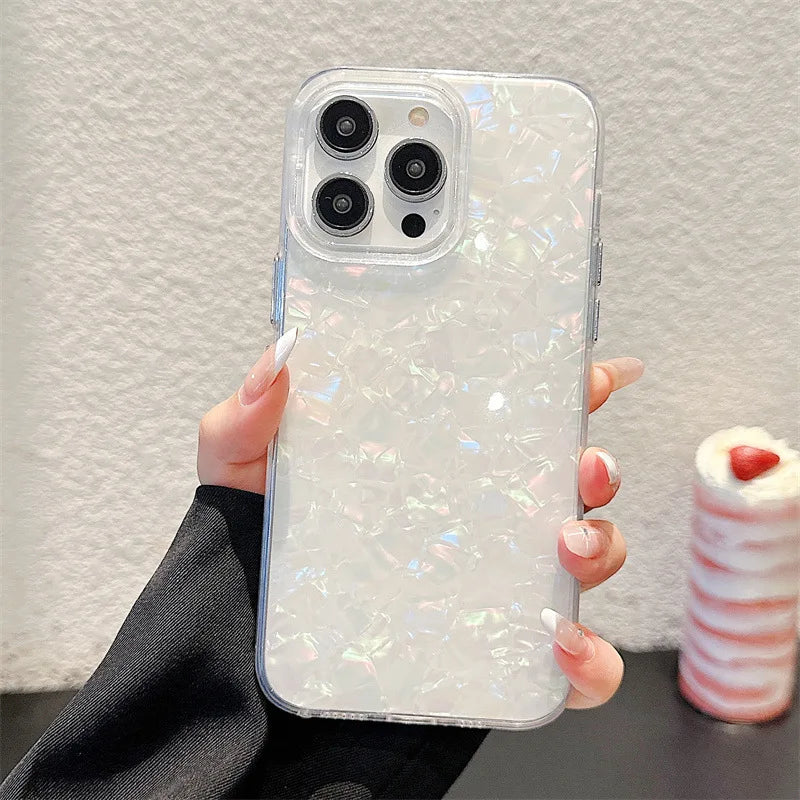 Luxury Solid Color Shell Pattern Phone Case For iPhone