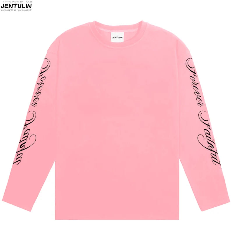 Men Clothing High Quality Letters Graphic Printing Casual Loose Long Sleeve T Shirts Y2K Trend Women Fashion Vintage Streetwear