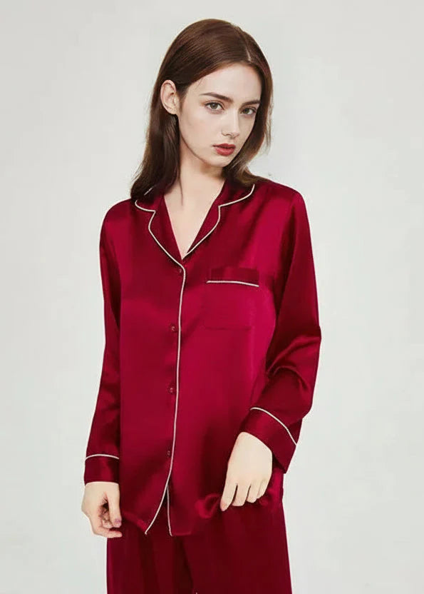 Women’s Mulberry Silk Pajama Set Long Sleeve Summer