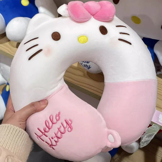 Sanrio Cute U-shaped Neck Pillow Hello Kitty Purin Pochacco Portable Nap Pillow Perfect for Neck Support Kuromi Plush Toy