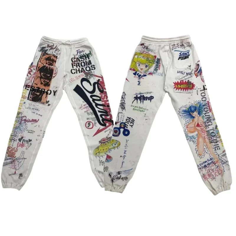 Saint Graffiti Loose Hoodie High Street Women's Men's Casual Full Print Hoody Sweatshirts Haikyuu