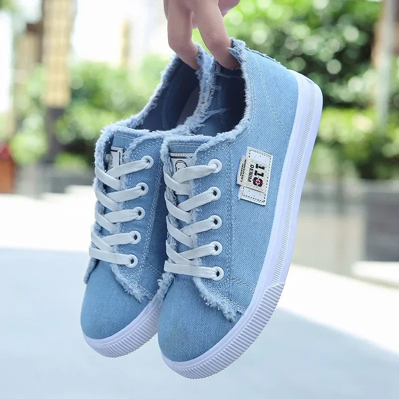Spring Summer Women Canvas Sneaker Low Top Denim Sneakers Ladies