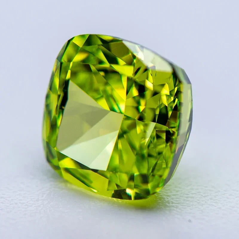 4k Crushed Ice Cut Cubic Zirconia Stone Apple Green Color Cushion Shape Synthetic Gemstone 5A Lab CZ Gemstone Shiny Q