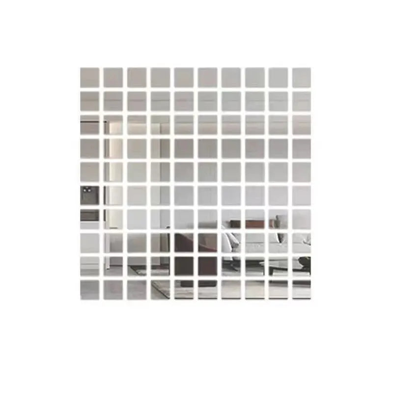 100pcs 2/3/4cm 3D Square Mirror Wall Stickers Self-adhesive Acrylic Mosaic Mirror Surface Tile DIY Wall Decals Room Home Decor