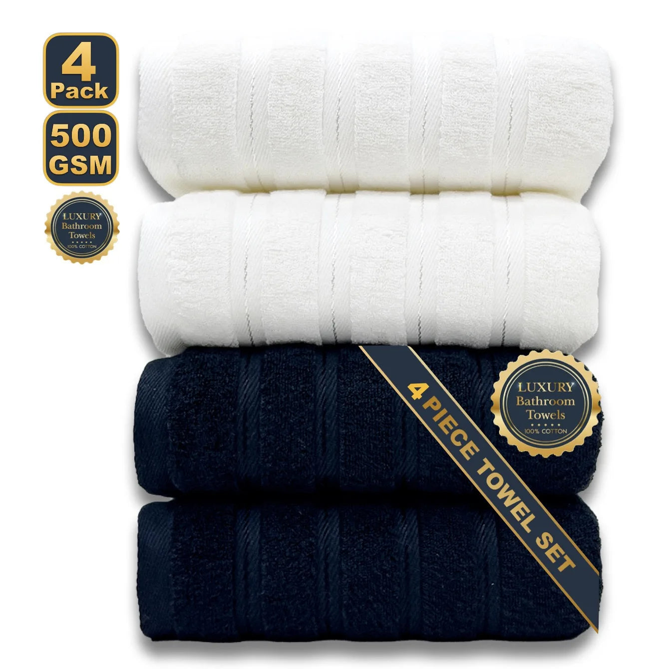 Black 4pcs XXL Bath Towel Set 100% Egyptian Cotton 70x140cm Soft Absorbent Quick-Dry Towels for Bathroom And Spa Drop Shipping